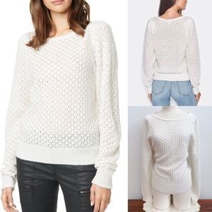 Joie Scallop White Pointelle Soft Wool Sweater M